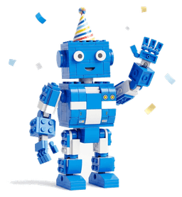 Robot de LEGO con gorro de fiesta